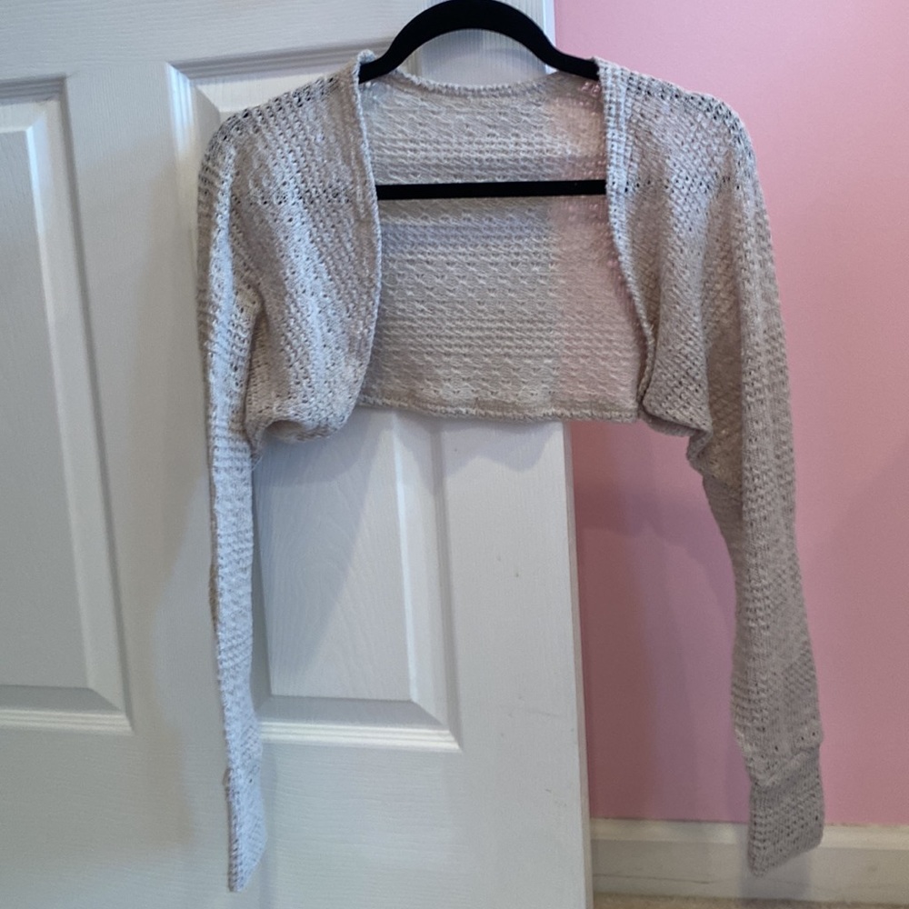 Mini knit crop sweater tan
